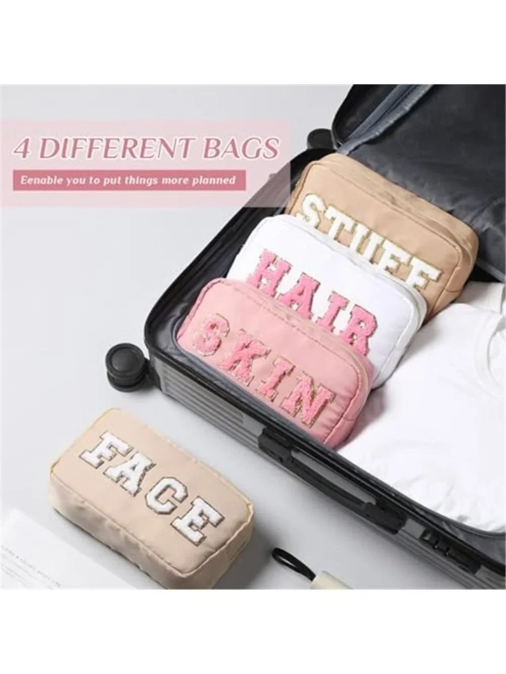 4 Piece Travel Makeup Bag Set Waterproof Cosmetic Toiletry Organizer Pouches